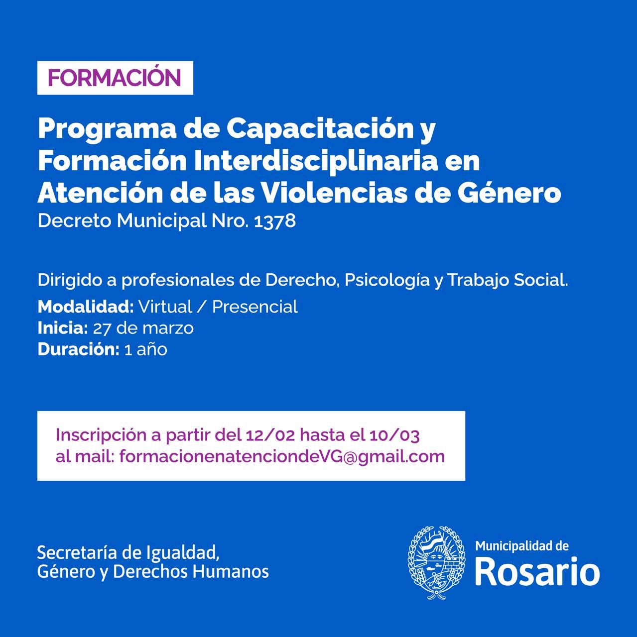 Programa de Capacitación y Formación Interdisciplinaria en Atención de las Violencias de Género